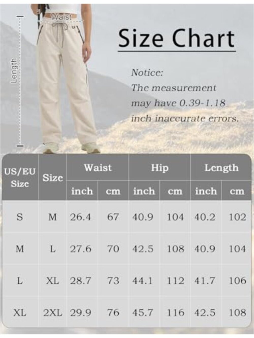 FEOYA Waterproof Lightweight Quick-Dry Cargo Pants Women Wide Leg Ankle - Picture 5 of 5